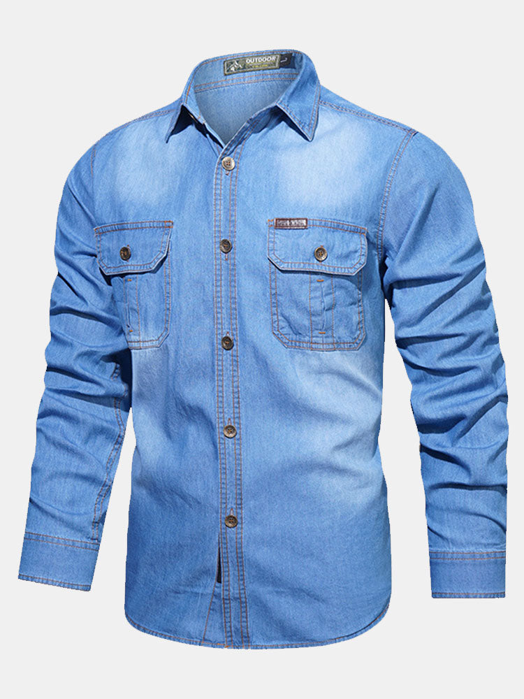 Washed Denim Shirt With Pockets