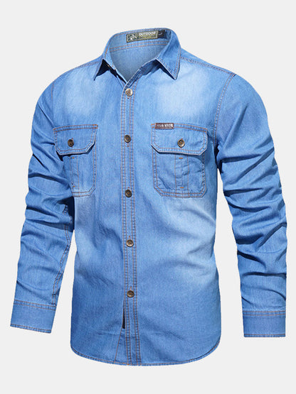 Washed Denim Shirt With Pockets