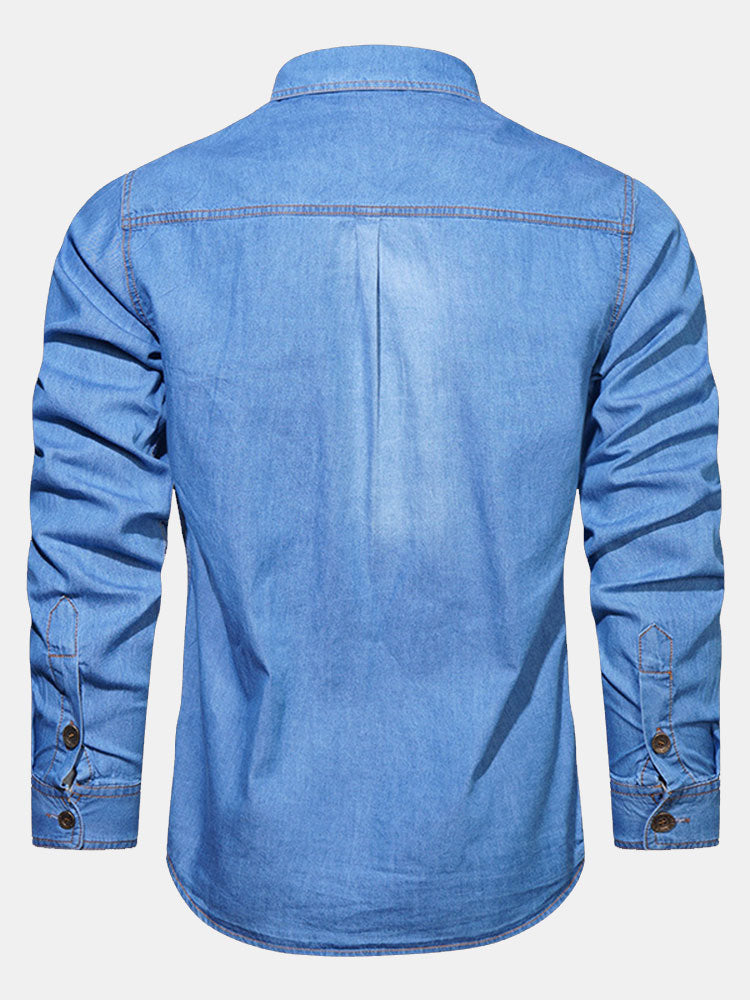 Washed Denim Shirt With Pockets