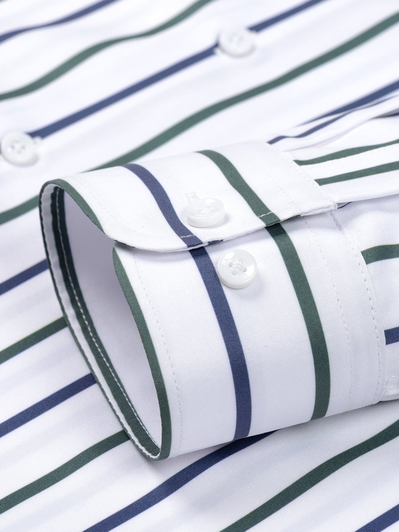 Striped long-sleeved button-down shirt with slim-fit tapered pants