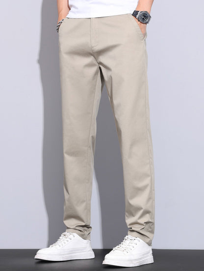Elastic waistband and straight leg pants