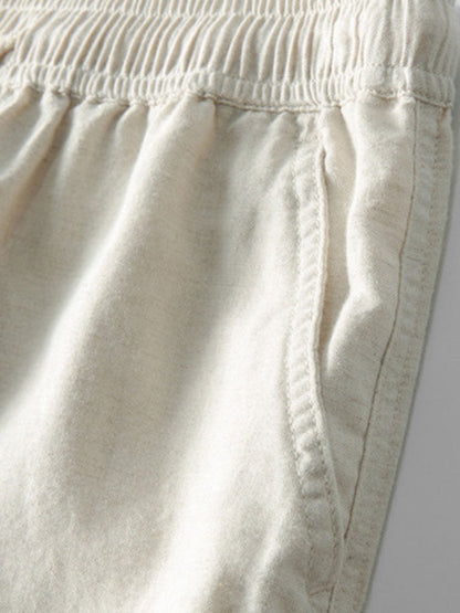 Striped cotton button-down shirt and linen pants