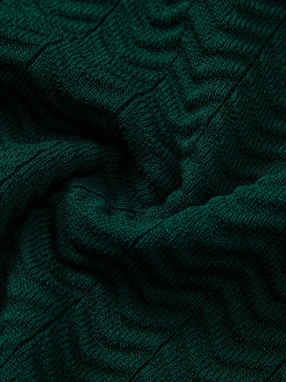 Textured contrast knit polo shirt with V-neck and slim fit trousers