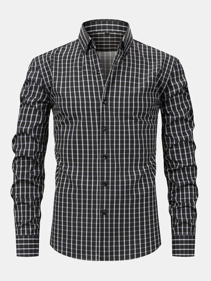 Long sleeve button-down plaid shirt &amp; pants
