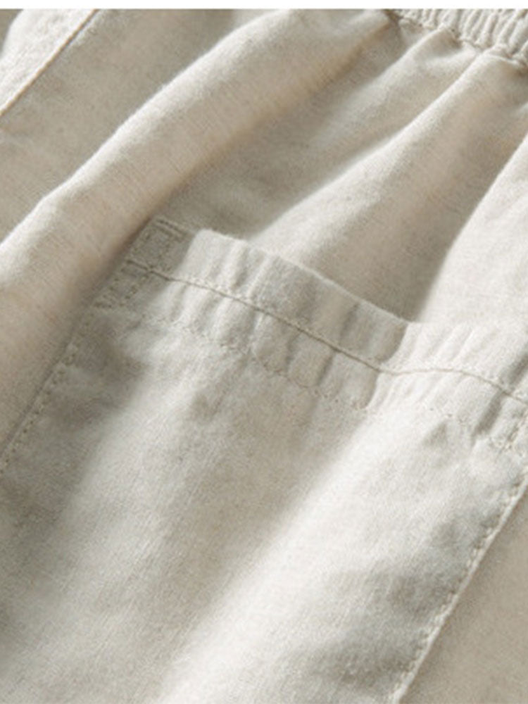 Striped cotton button-down shirt and linen pants