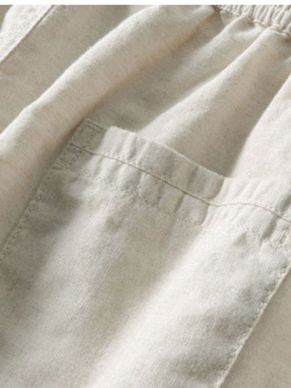 Striped cotton button-down shirt and linen pants