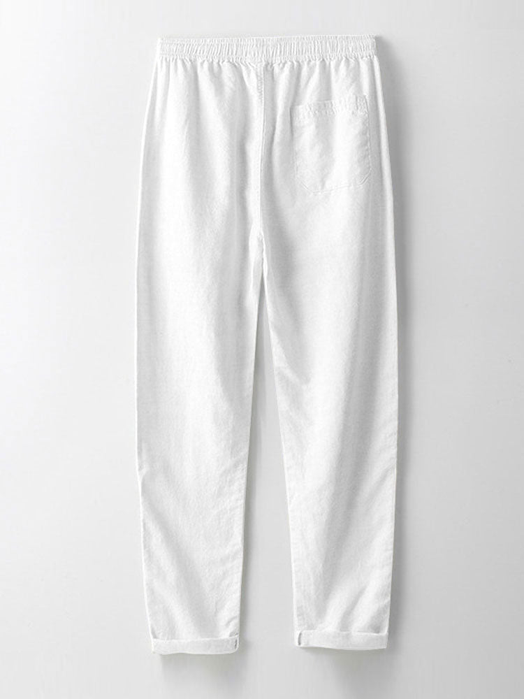 Seersucker Striped Stand Collar Shirt &amp; Straight Leg Linen Pants