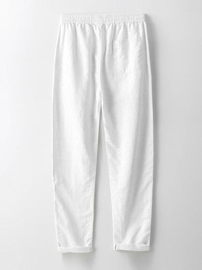 Seersucker Striped Stand Collar Shirt &amp; Straight Leg Linen Pants