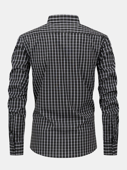 Long sleeve button-down plaid shirt &amp; pants