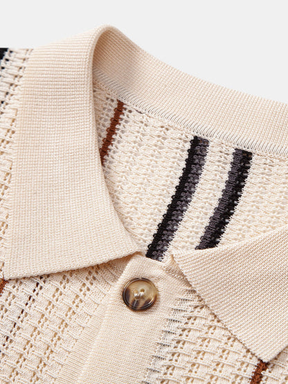 Striped button-up crochet shirt &amp; linen pants