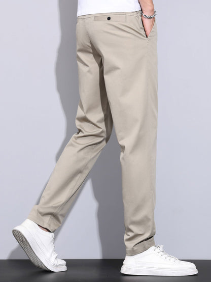 Elastic waistband and straight leg pants