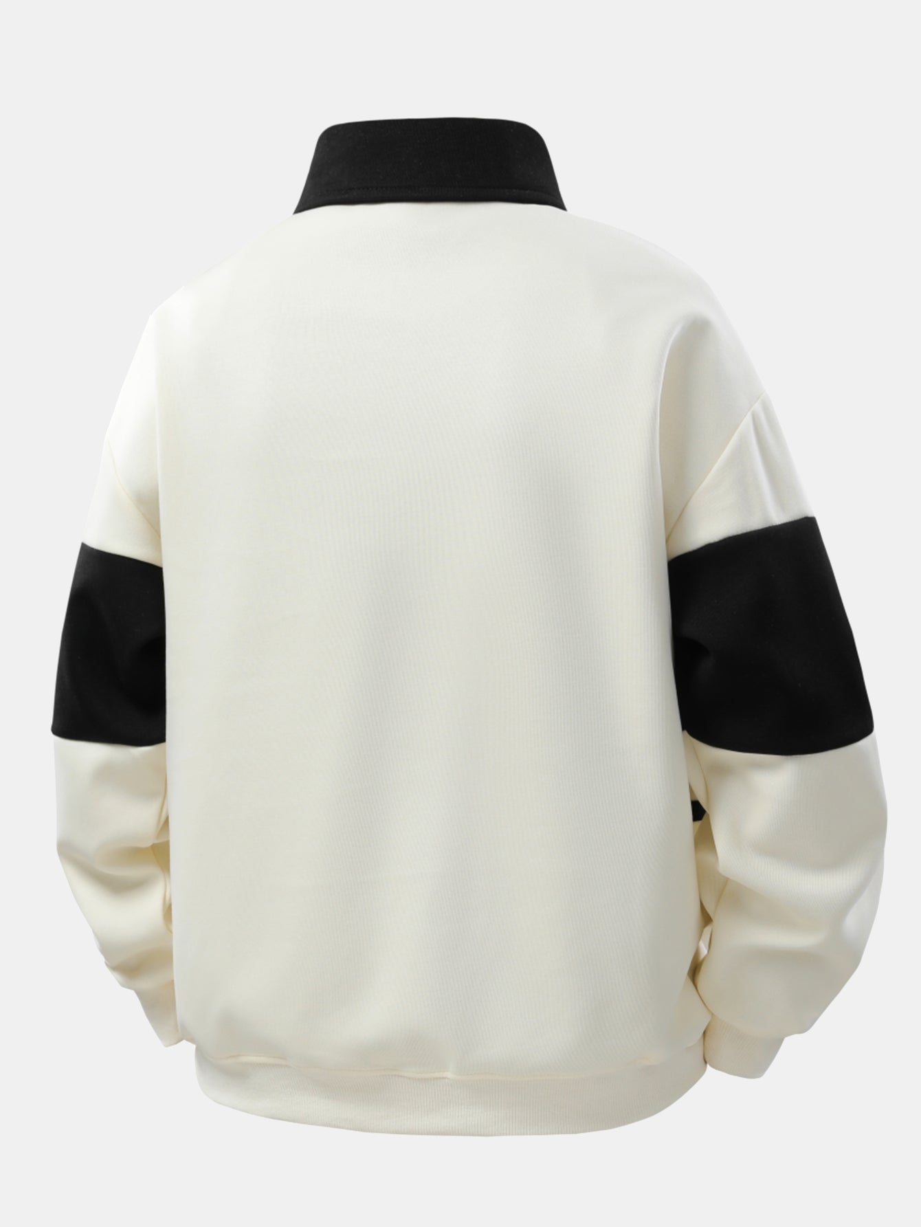 Moletom Polo Patchwork com Blocos de Cor e Caimento Relaxado