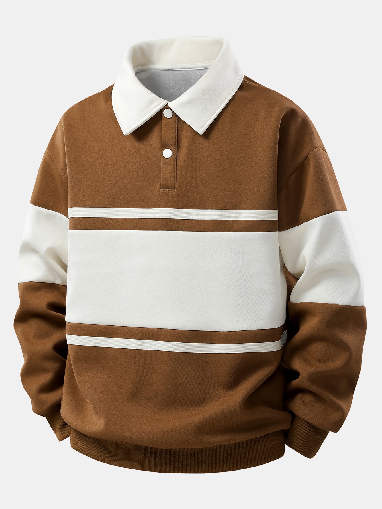 Moletom Polo Patchwork com Blocos de Cor e Caimento Relaxado