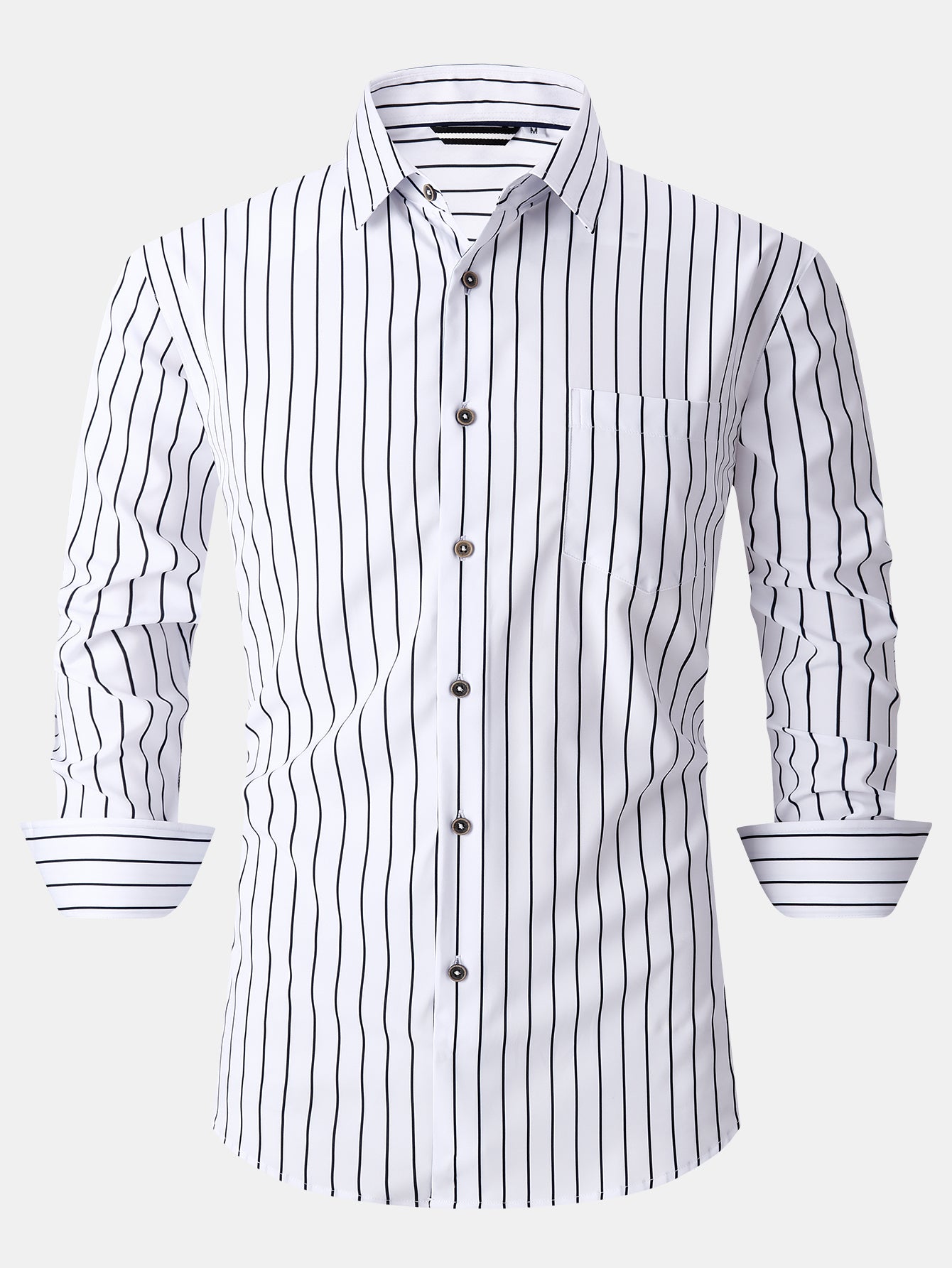 Long sleeve striped shirt with pocket and buttons