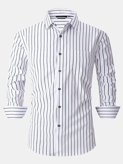 Long sleeve striped shirt with pocket and buttons