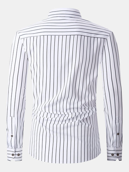 Long sleeve striped shirt with pocket and buttons