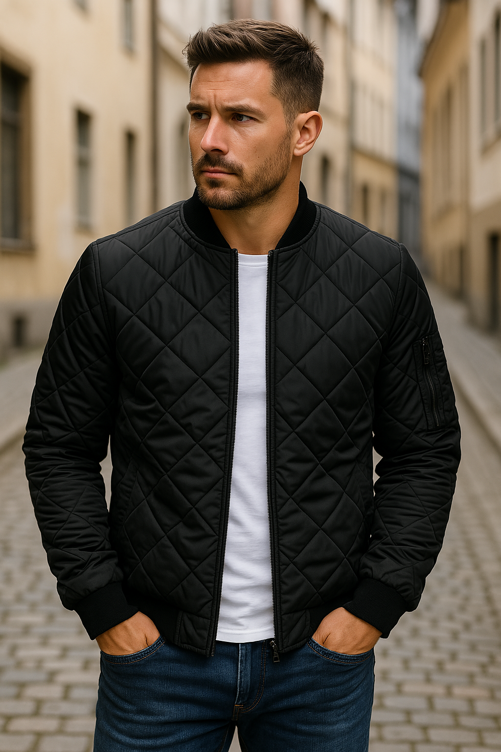 Diamond pattern cotton jacket