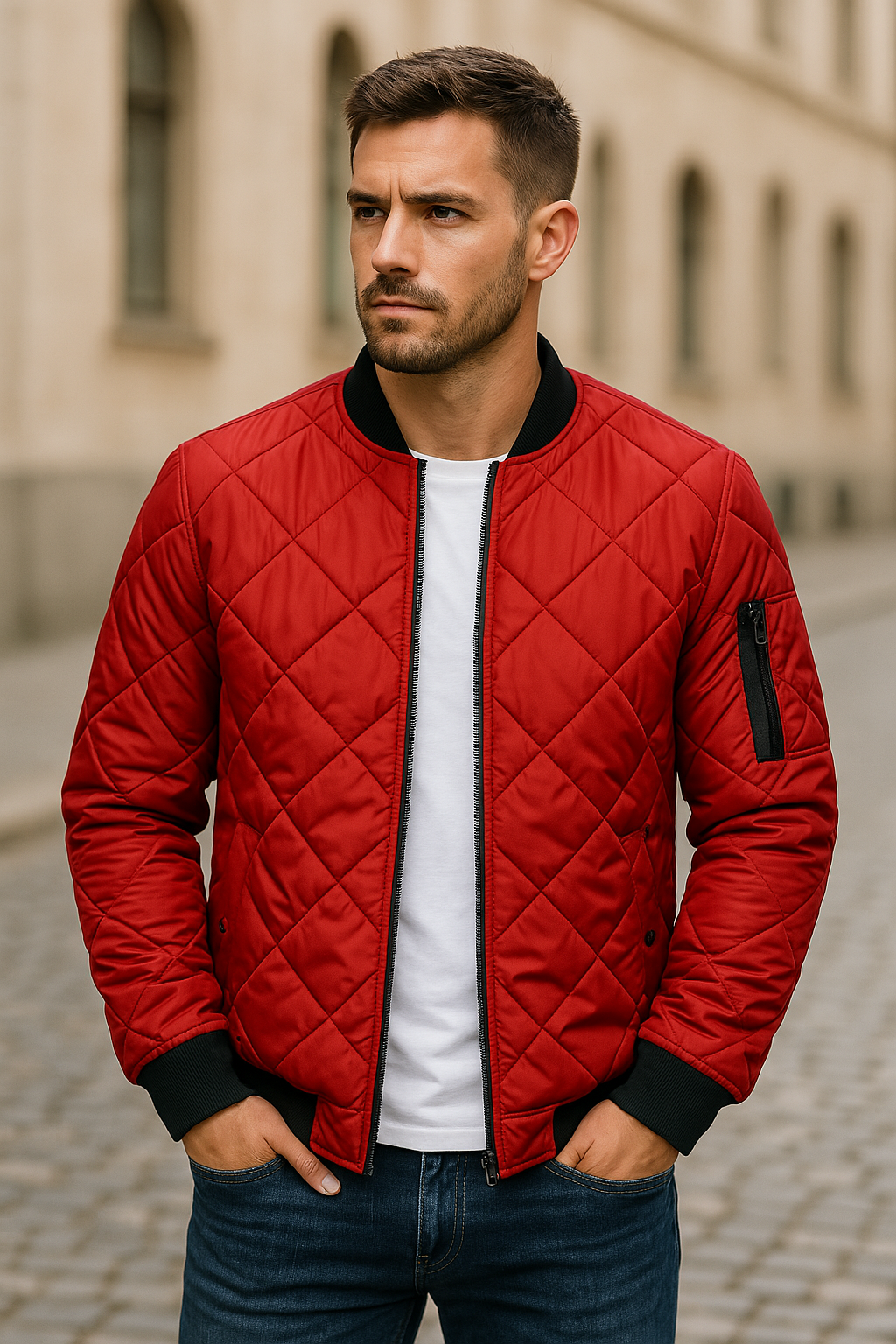 Diamond pattern cotton jacket