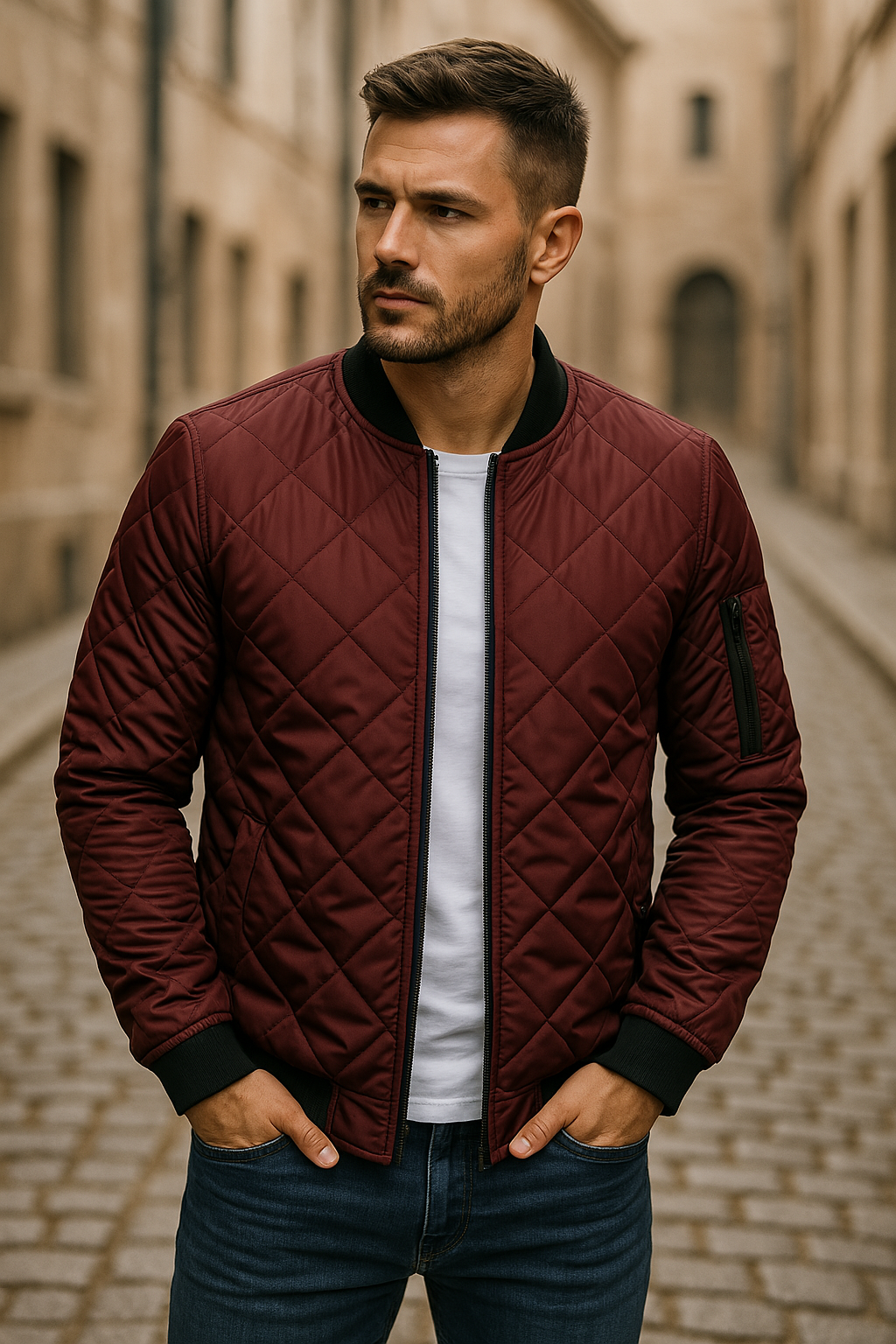 Diamond pattern cotton jacket