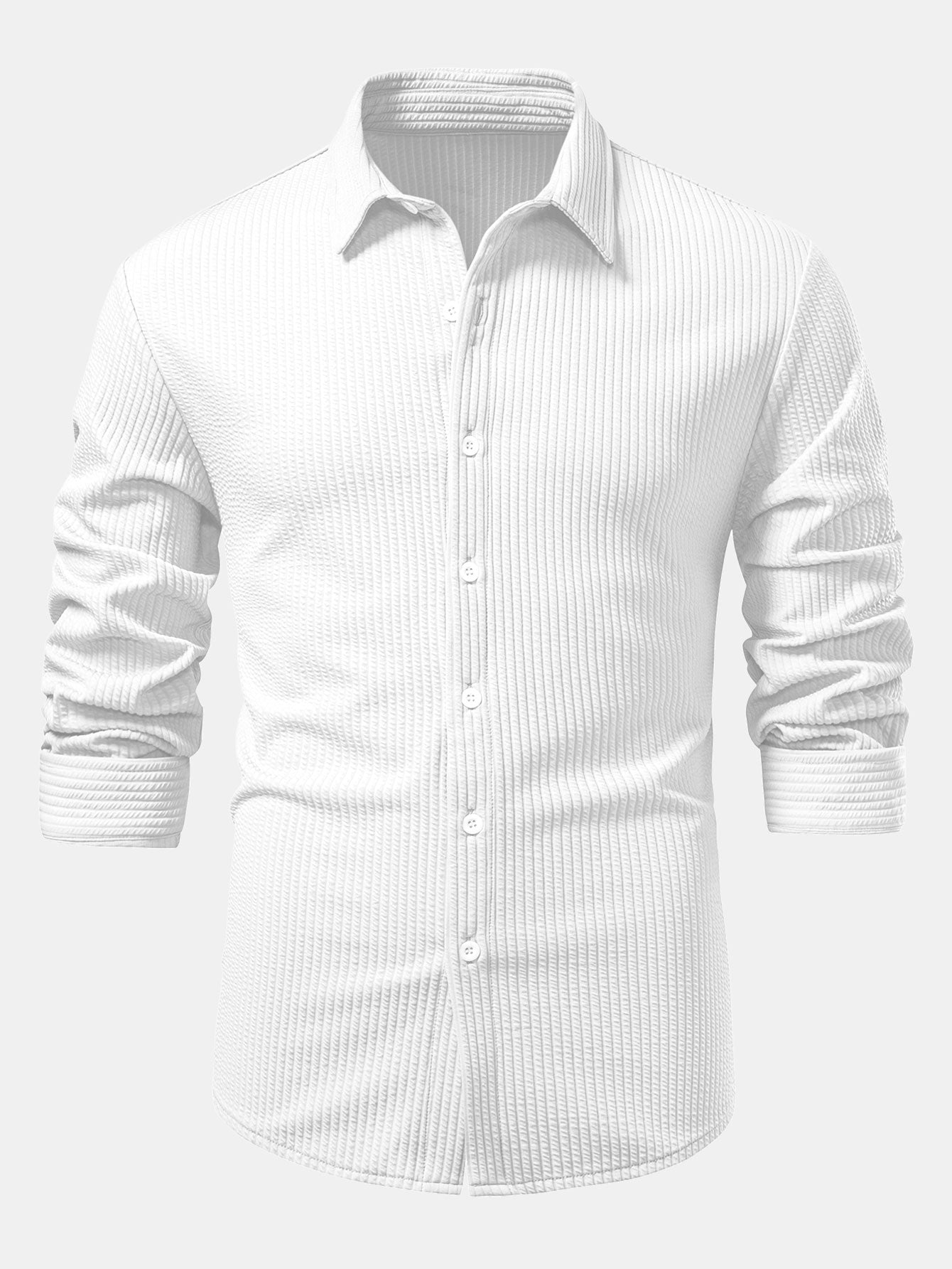 Ribbed muscle fit long sleeve shirt with buttons &amp; ribbed pants