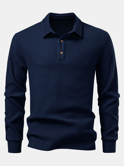 Long sleeve knitted polo shirt
