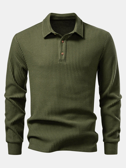 Long sleeve knitted polo shirt