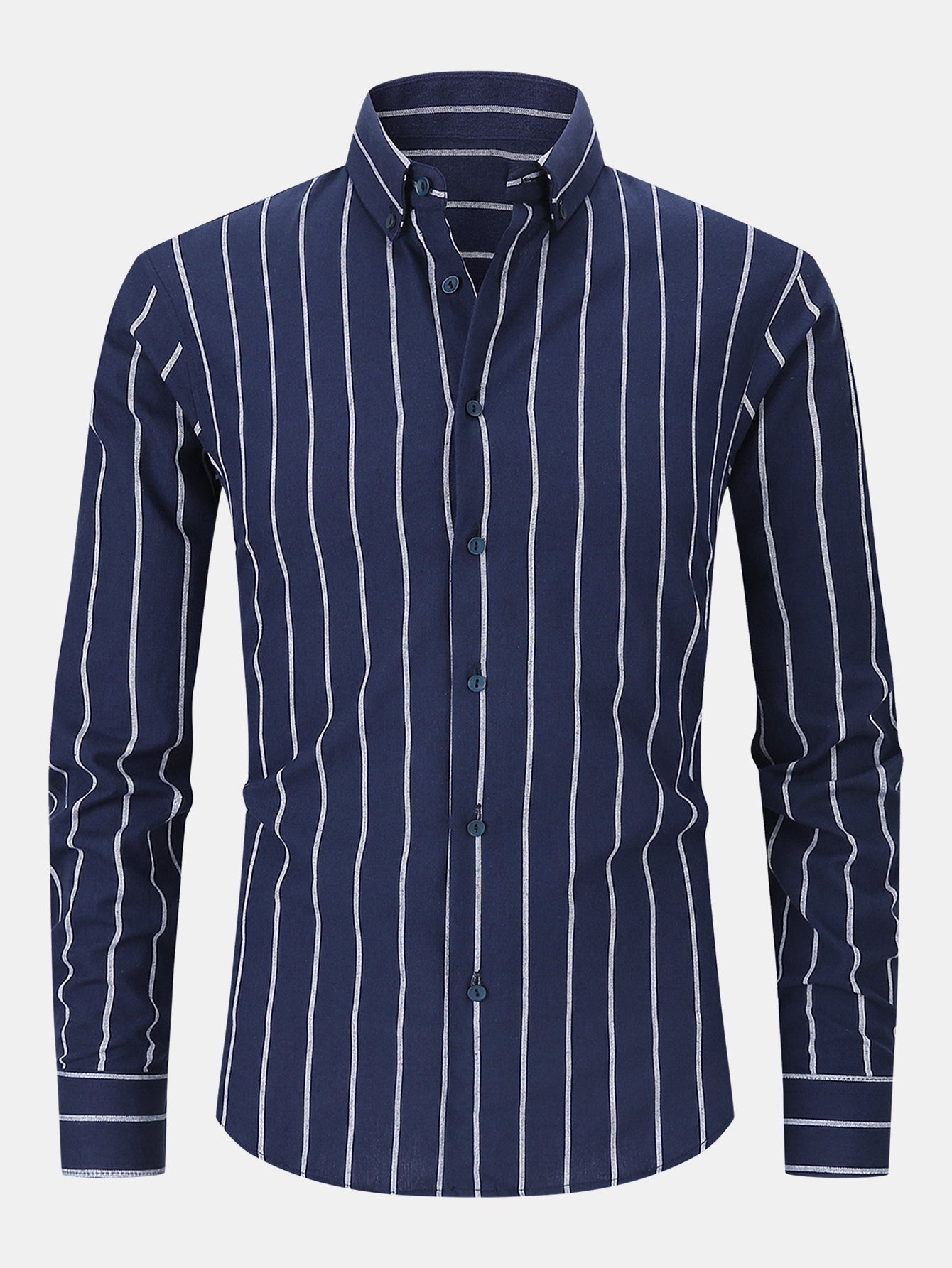 Striped cotton button-down shirt and linen pants