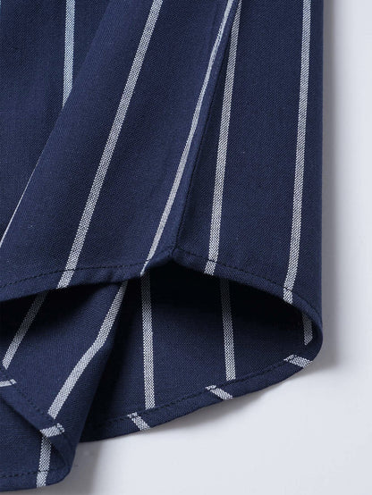Striped cotton button-down shirt and linen pants