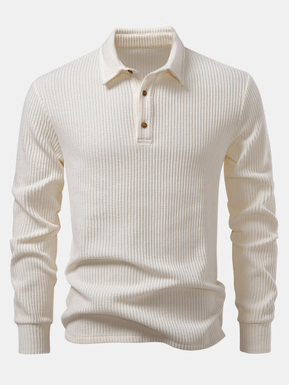 Long sleeve knitted polo shirt