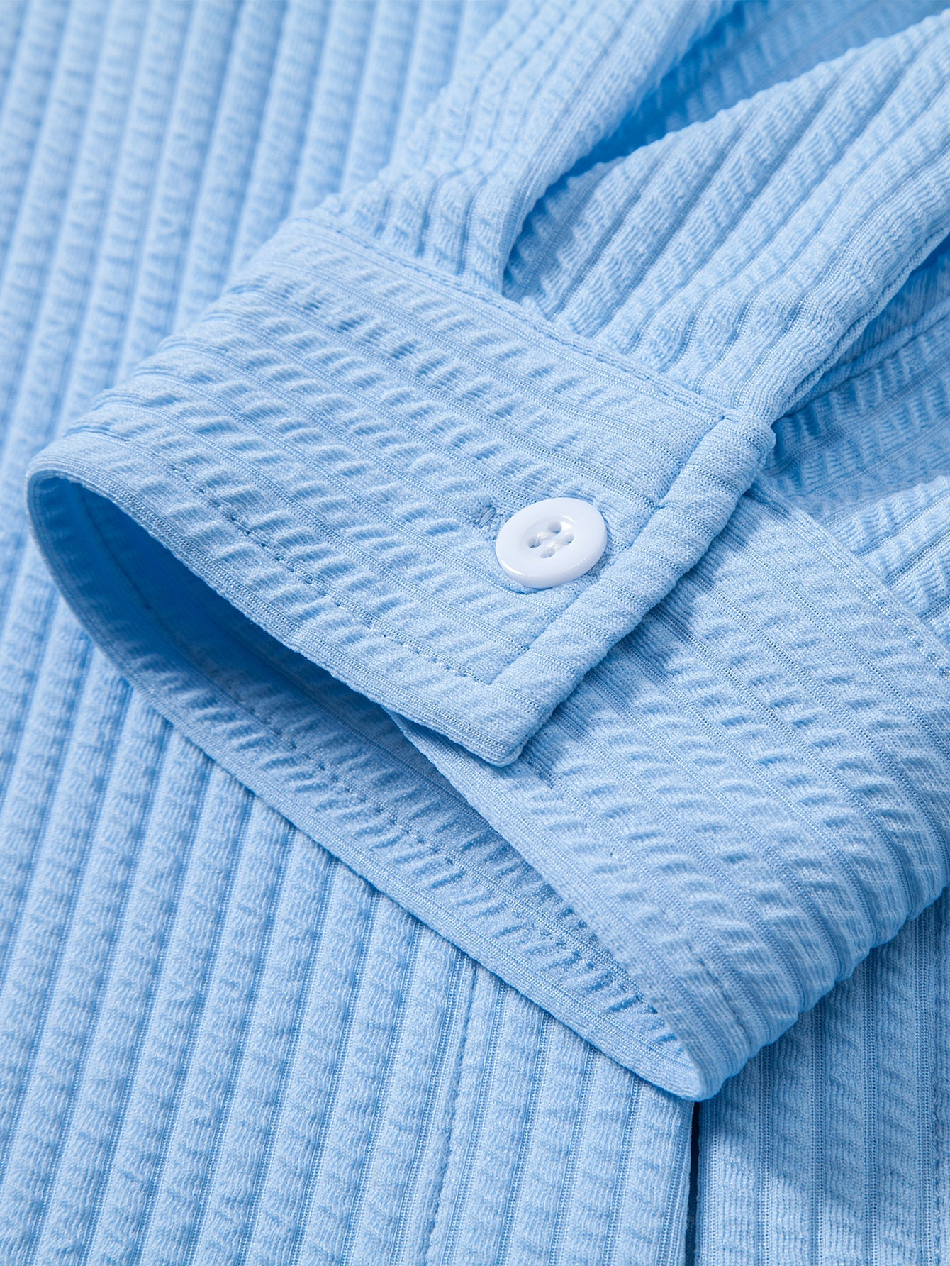 Ribbed muscle fit long sleeve shirt with buttons &amp; ribbed pants