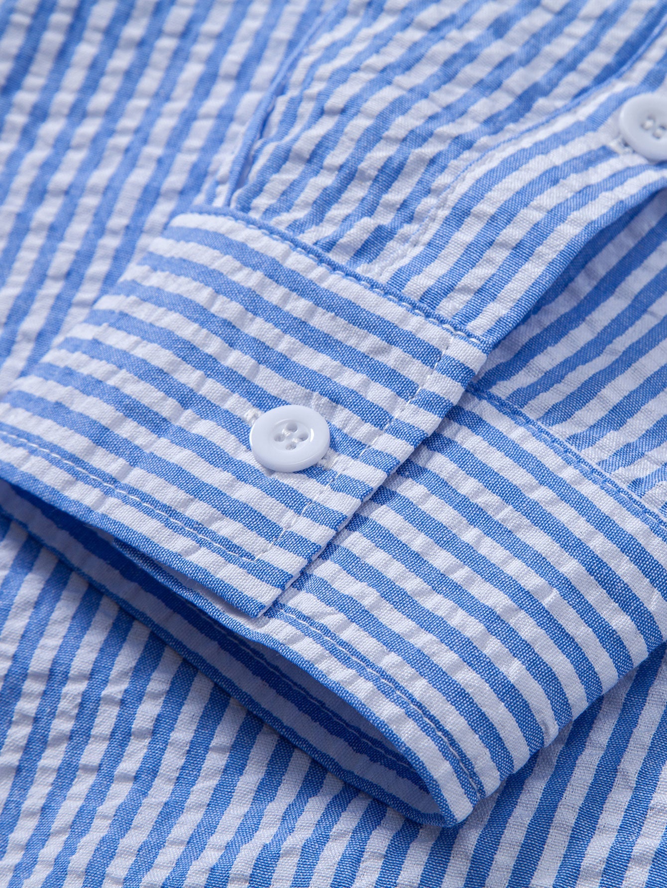 Seersucker Striped Button Up Shirt &amp; Straight Leg Linen Pants
