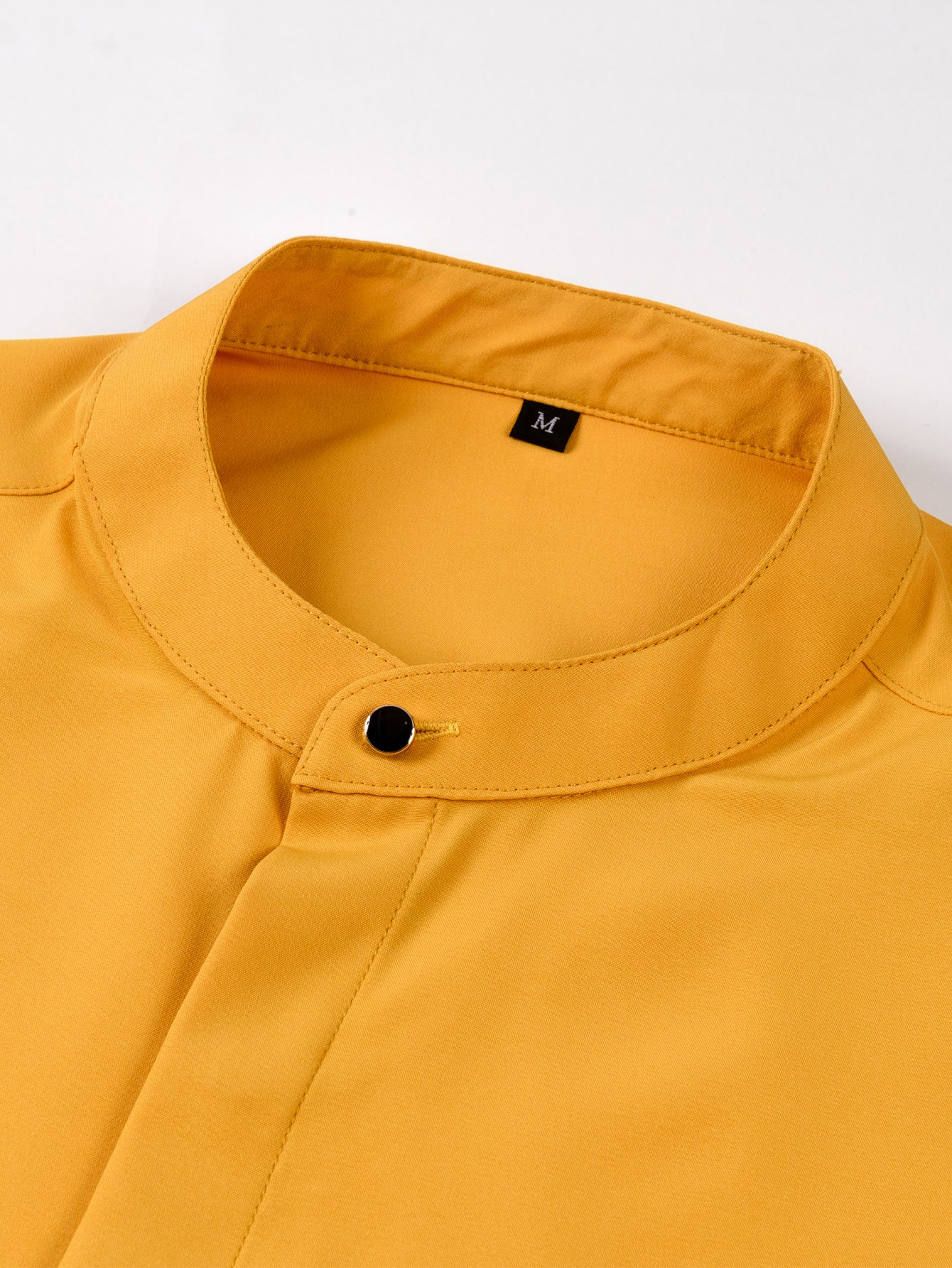 Dress shirt with stand-up collar and hidden anti-wrinkle placket