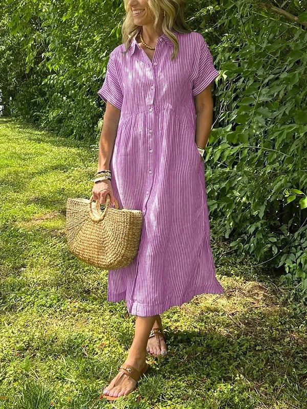 Kaloa™ | Striped Shirt Dress with Pockets