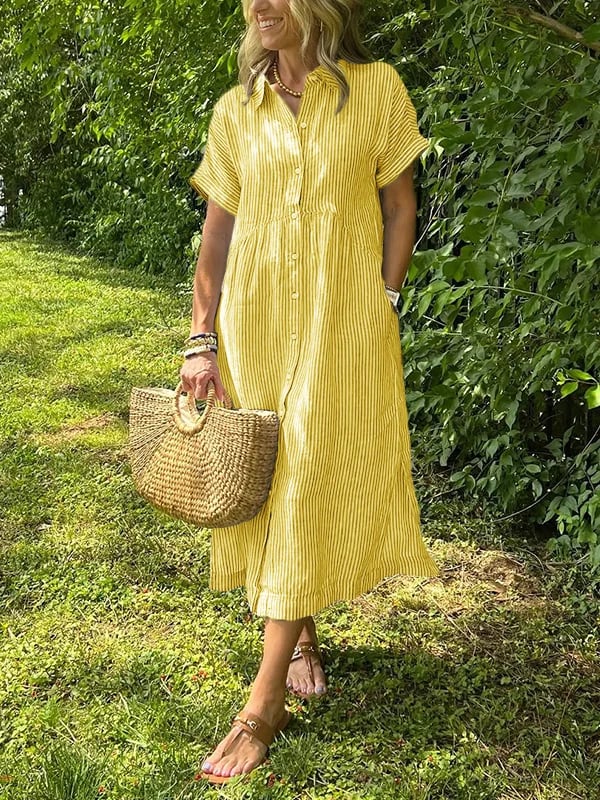 Kaloa™ | Striped Shirt Dress with Pockets