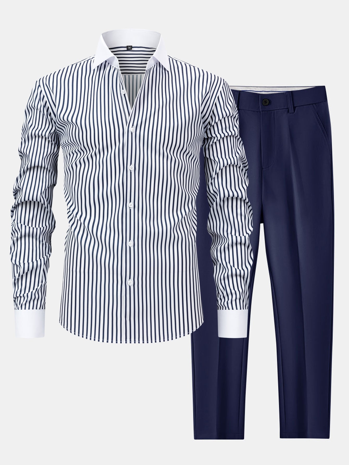 Winchester striped anti-wrinkle shirt and slim-fit trousers