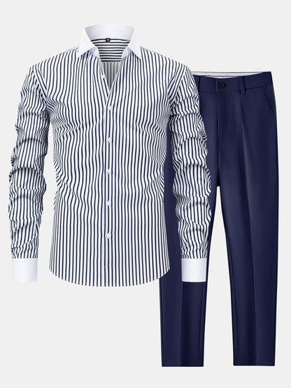Winchester striped anti-wrinkle shirt and slim-fit trousers