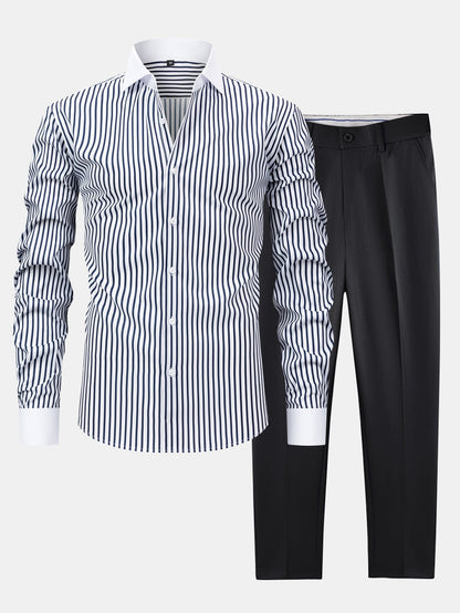 Winchester striped anti-wrinkle shirt and slim-fit trousers