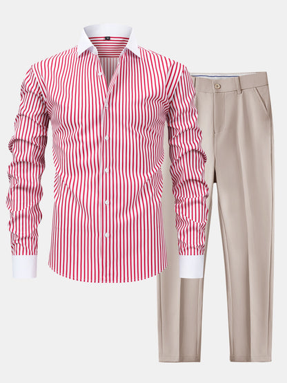 Winchester striped anti-wrinkle shirt and slim-fit trousers