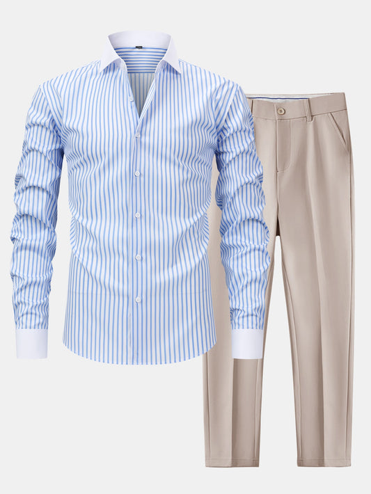 Winchester striped anti-wrinkle shirt and slim-fit trousers