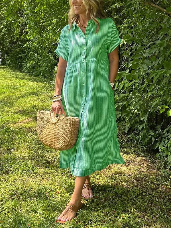 Kaloa™ | Striped Shirt Dress with Pockets