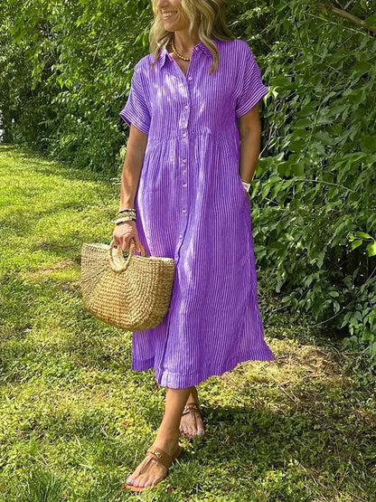 Kaloa™ | Striped Shirt Dress with Pockets