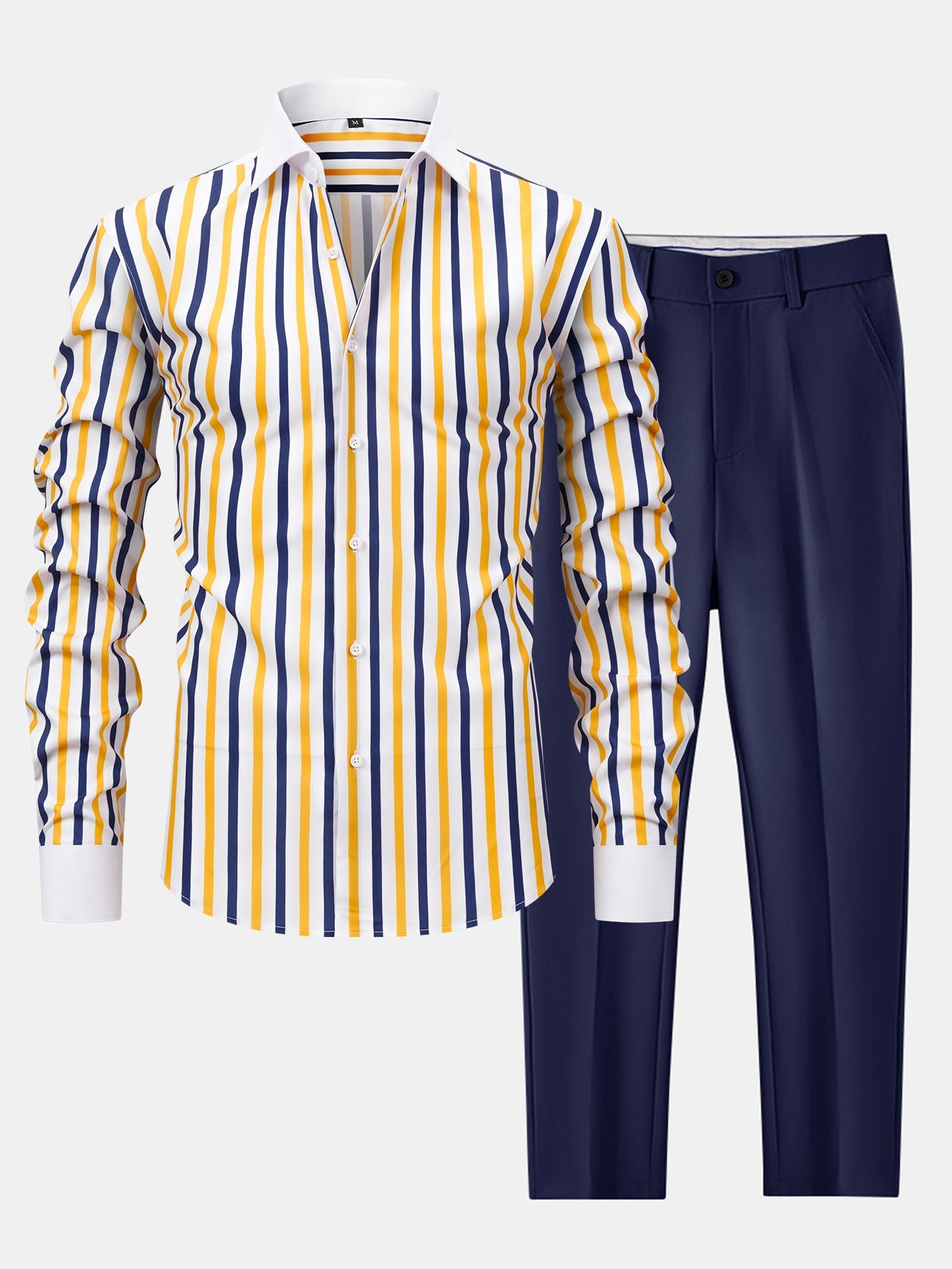Winchester striped long sleeve button-down shirt &amp; slim fit trousers