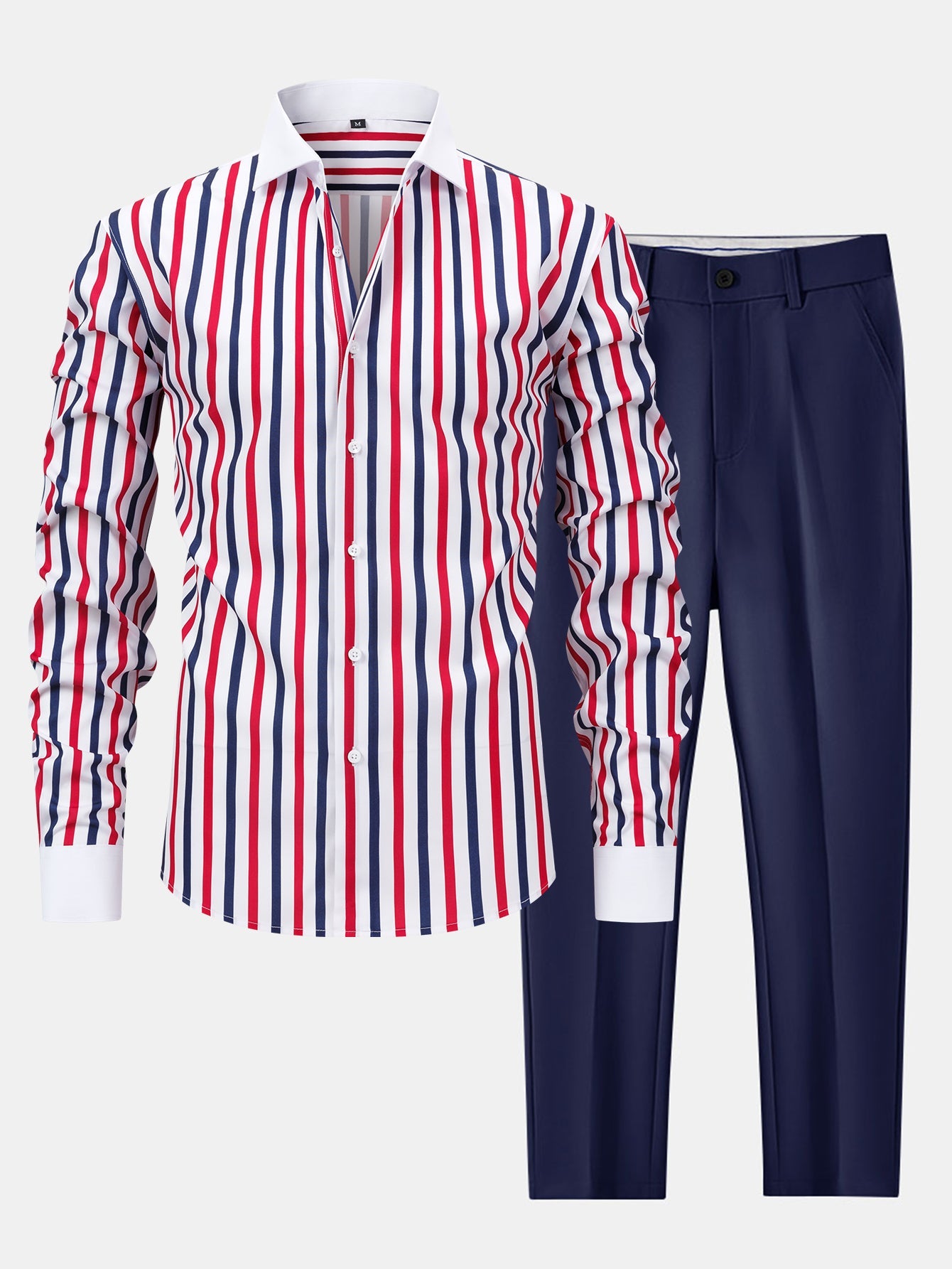 Winchester striped long sleeve button-down shirt &amp; slim fit trousers